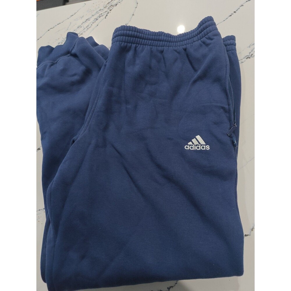 Vintage Y2K Adidas Track Sweat Pants Joggers Men's Large Blue Zipper Pocket
